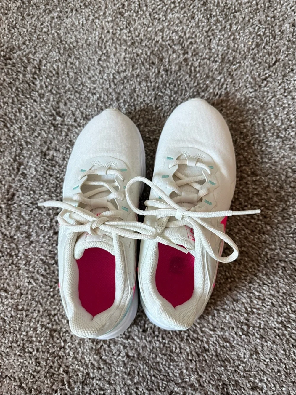 Nike White Shoes with Pink Swoosh